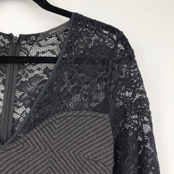 BCBGMaxAzria Black V-Neck Fit & Flare Dress | Versatile for All Seasons - Picture 3 of 6